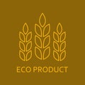 Ears of Wheat outline icon. Eco product label or emblem with wheat grains. Agriculture and harvesting concept. Vector illustration